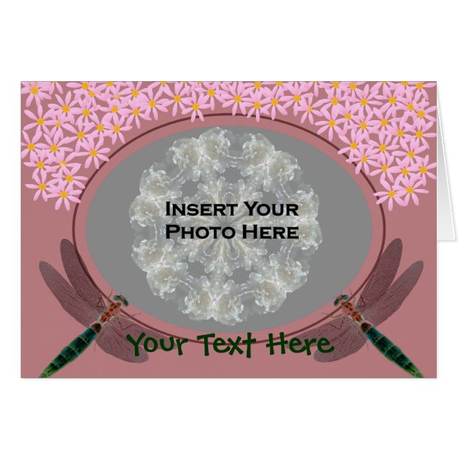 Cartão com fotos De Dragões E Flores De Margarida  (Frente Horizontal)