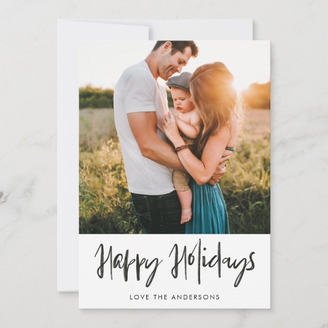 Cartão com fotos de Escrevendo Casual de Feriados  (Frente)