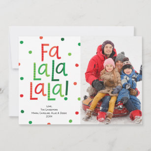Cartão com fotos de Fa La La La Red e Green Holida