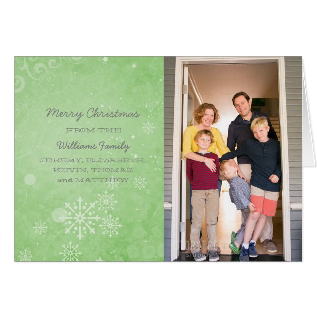 Cartão com fotos de Fenda de Neve Verde Insuga Fer (Frente Horizontal)