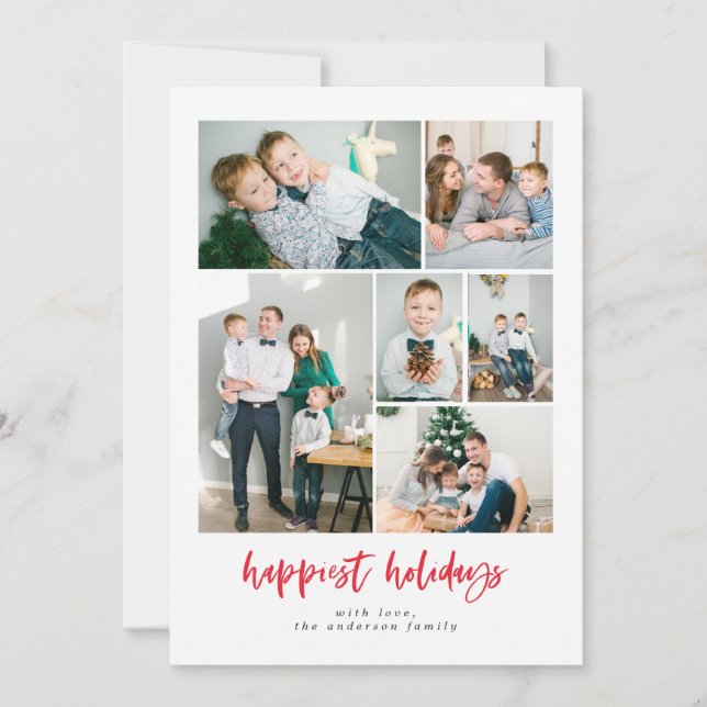 Cartão com fotos de Feriado da Família de Colagem  (Frente)