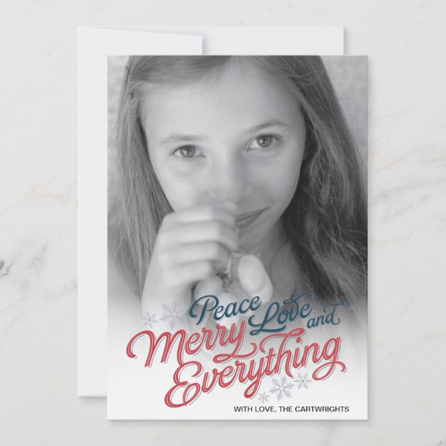 Cartão com fotos de Feriado de Script de Fita Verm (Frente)