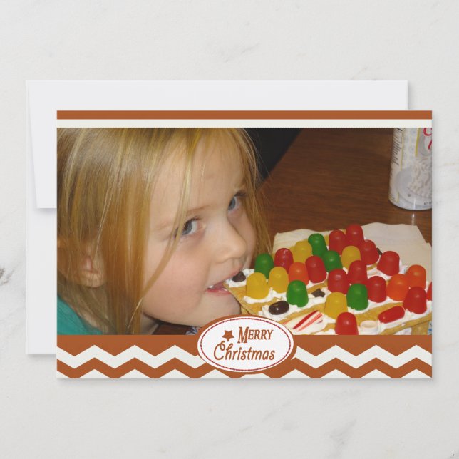 Cartão com fotos de Feriado de Stripe Vermelho (Frente)