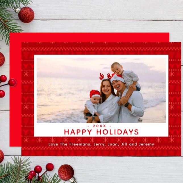Cartão com fotos de Feriado do Red Nordic Sweater (Red Nordic Christmas Cards)