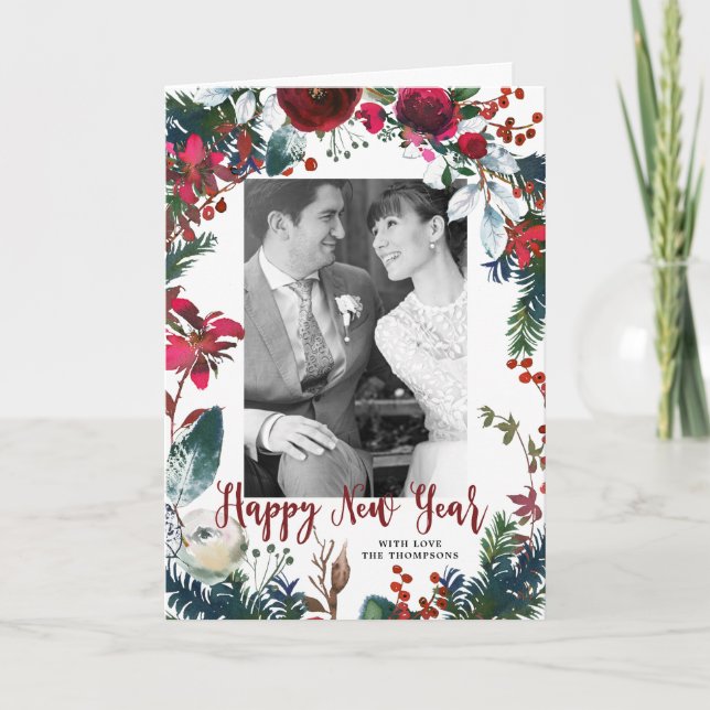 cartão com fotos de feriado feliz ano novo (Frente)