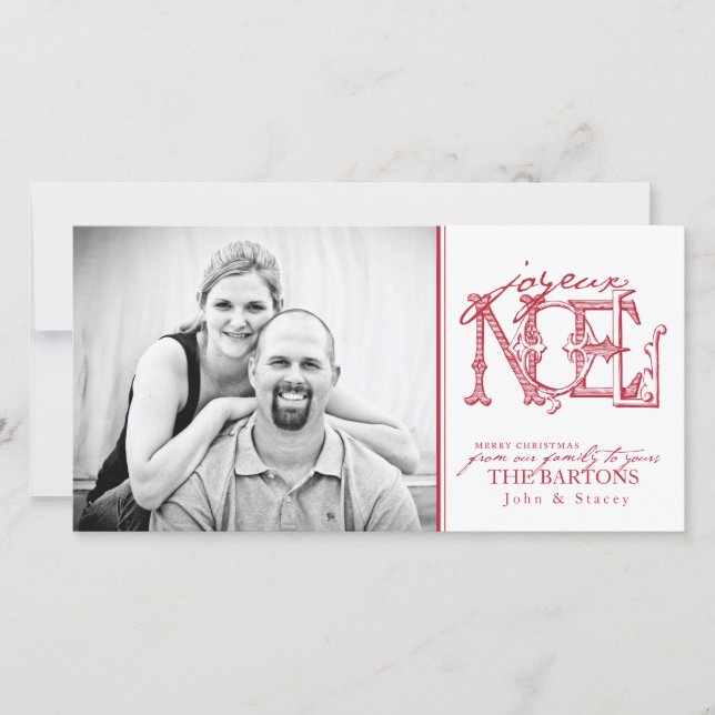 Cartão com fotos de Feriado Joyeux (Frente)