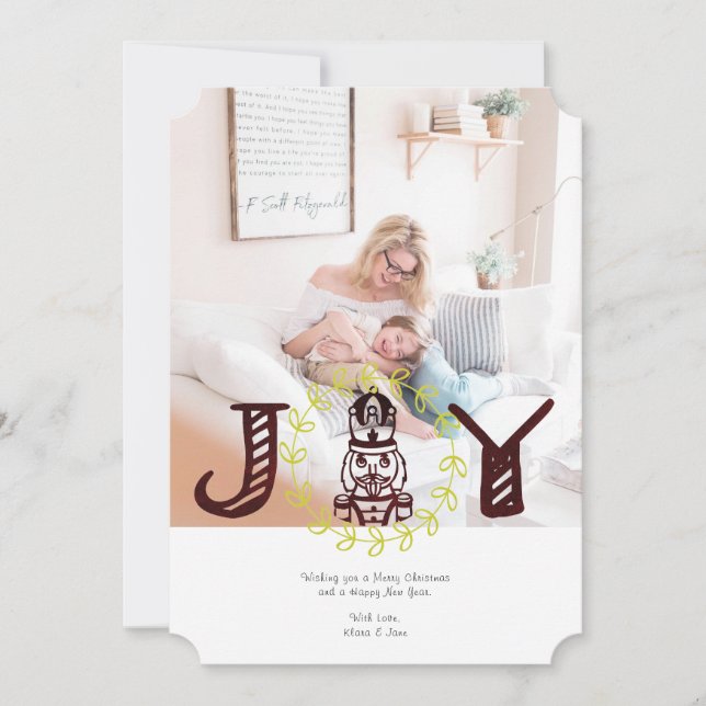 Cartão com fotos de Feriado Nutcracker Joy (Frente)