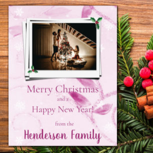 Cartão com fotos de Feriado Plano, cor-de-rosa