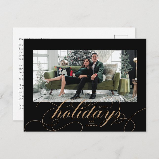 Cartão com fotos de Feriado Preto de Script Flouri (Frente/Verso)