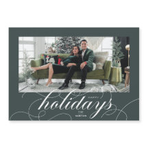 Cartão com fotos de Feriado Verde DkGreen de Scrip