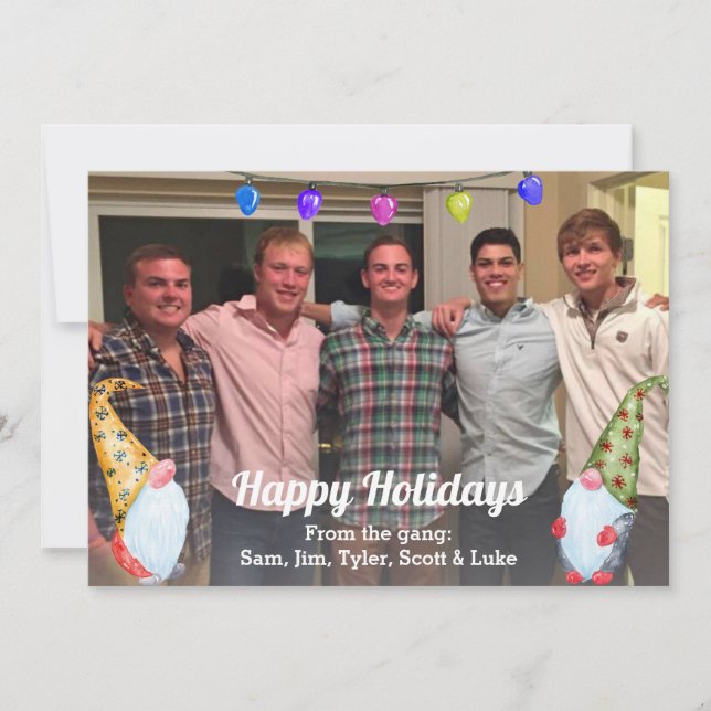 Cartão com fotos de Feriados dos Gnomos de Aquarel (Frente)