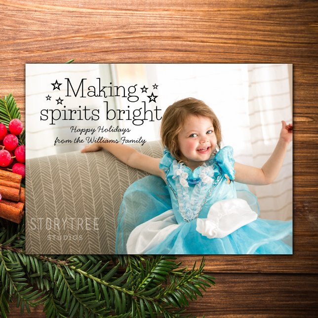 Cartão com fotos de Férias Brilhante com Espíritos (Black Making Spirits Bright Holiday Photo Card)