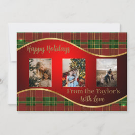 Cartão com fotos de Férias com Borda Verde e Doura