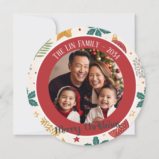 Cartão com fotos de Férias da Família Festiva de N (Frente)