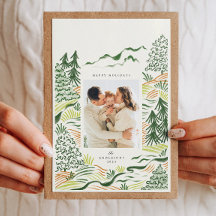 Cartão com fotos de férias das árvores de Natal