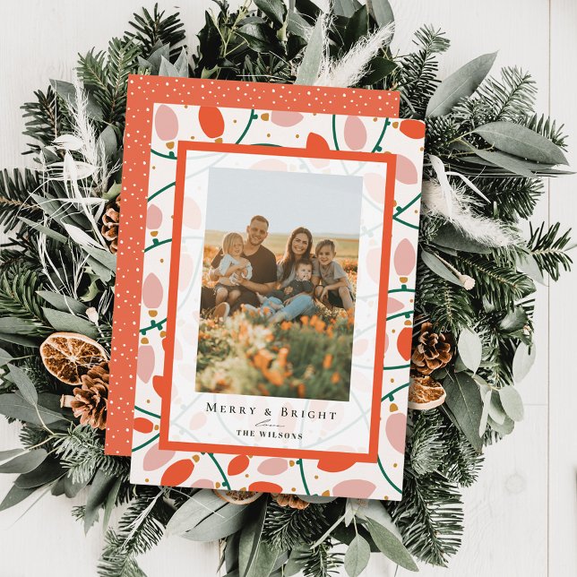 Cartão com fotos de Férias das Luzes de Natal Rosa (Criador carregado)