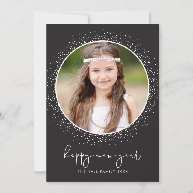 Cartão com fotos de Férias de Ano Novo (Frente)