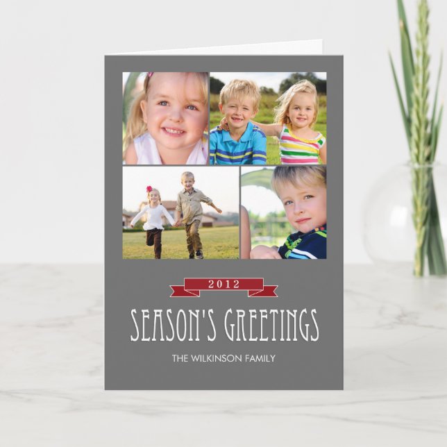 Cartão com fotos de Férias de Banner de Férias (Frente)