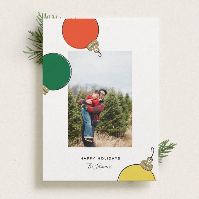 Cartão com fotos de Férias de Ornamentos Retroativ (Criador carregado)
