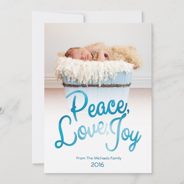 Cartão com fotos de Férias e Anúncio de Nascimento (Frente)