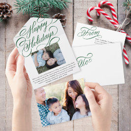 Cartão com fotos de Férias Feliz de Script Verde E