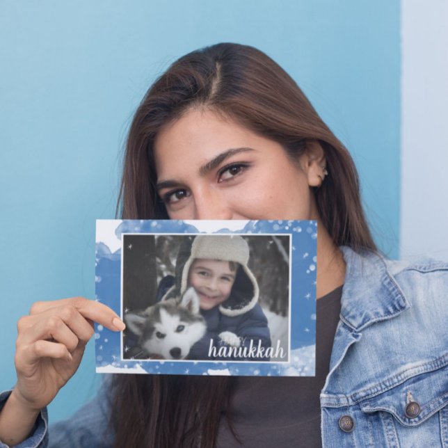 Cartão com fotos de Férias Hanukkah com Flocos de  (Criador carregado)