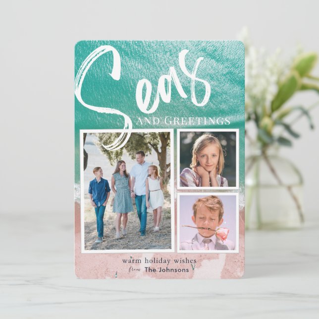 Cartão com fotos de férias no oceano 2003 (Em pé/Frente)