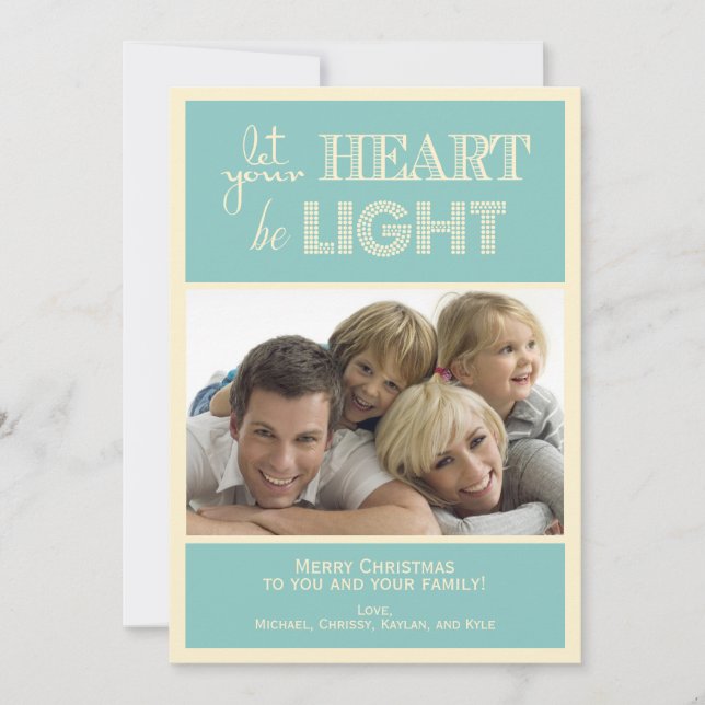 Cartão com fotos de Férias Teal e Cream (Frente)