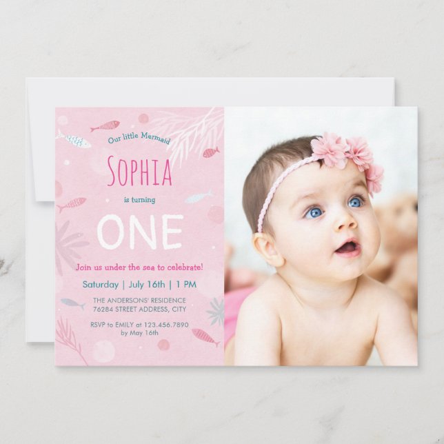 Cartão com fotos de Festa de Peixe Rosa (Frente)