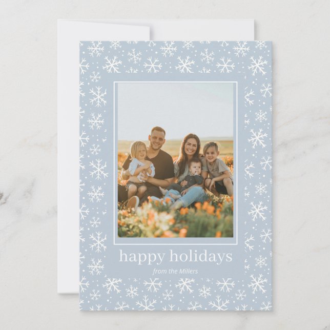 Cartão com fotos de Fios de Neve desenhado à mão (Frente)