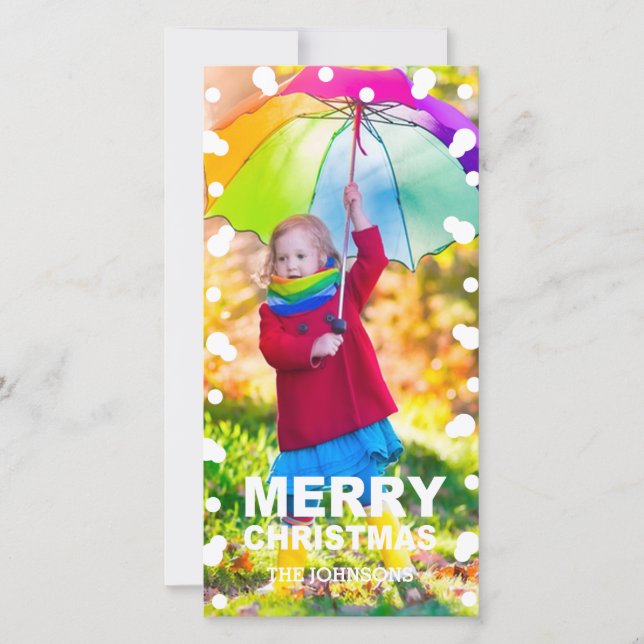 Cartão com fotos de Flocos de Neve de Natal (Frente)