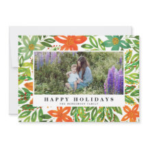 Cartão com fotos de Flores Pintadas de Férias Féri