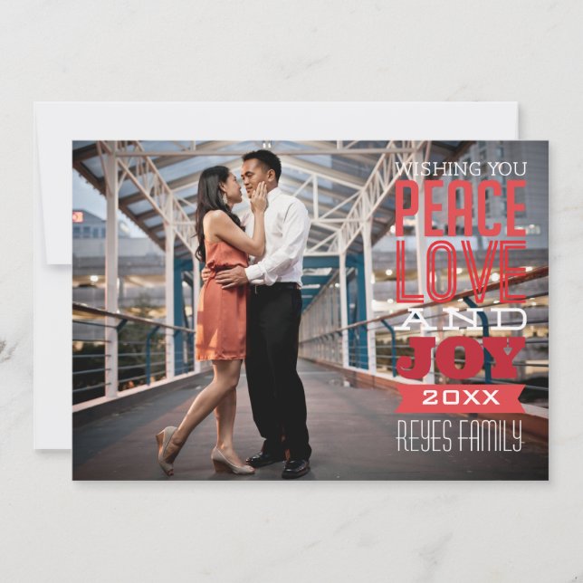 cartão com fotos de Foto Paz, Amor e Joy 5x7 (Frente)