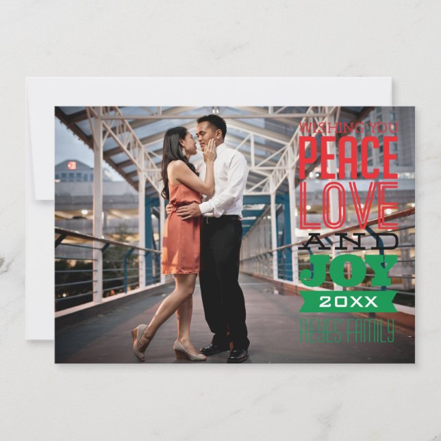 cartão com fotos de Foto Paz, Amor e Joy 5x7 (Frente)