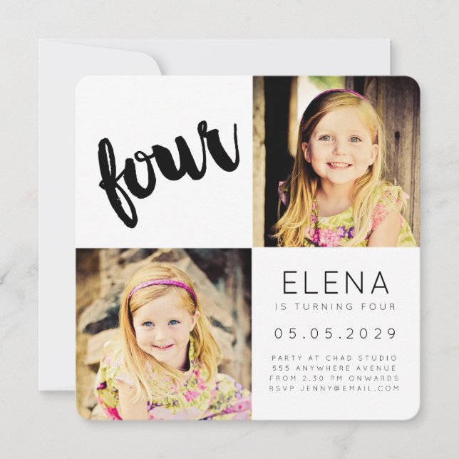 Cartão com fotos de Garota Moderno do Quarto Anive (Frente)