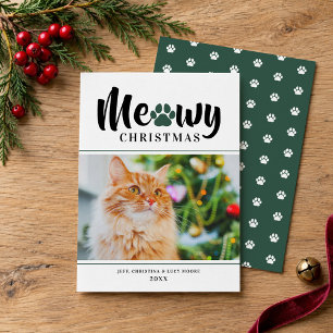 Cartão com fotos de Gato Verde Moderno e Feliz Na
