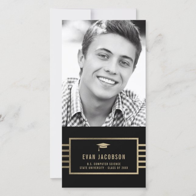 Cartão com fotos de Graduação de COR EDITÁVEL PARA (Frente)