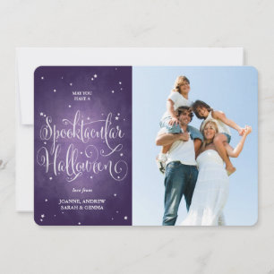 Cartão com fotos de Halloween de Script Roxo Eleg