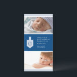 Cartão com fotos de Hanukkah Dreidel do monograma<br><div class="desc">Mostre fora sua família bonita com este cartão com fotos feito em cores legal do inverno. Um dreidel de Hanukkah do gráfico esboçado pelos pontos brancos serve como um quadro para seu monograma. Adicione sua mensagem personalizada ao lado dela e não esqueça suas fotos de família lindos! Disponível em cores...</div>