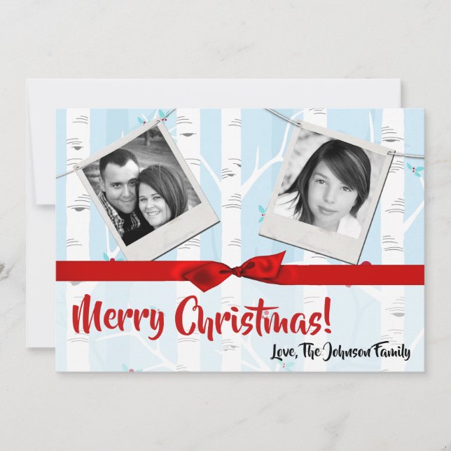 cartão com fotos de inverno XMAS, Árvore de Natal, (Frente)