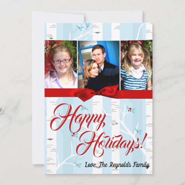 cartão com fotos de inverno XMAS, Árvore de Natal, (Frente)