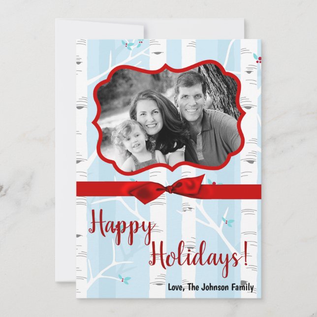 cartão com fotos de inverno XMAS, Árvore de Natal, (Frente)