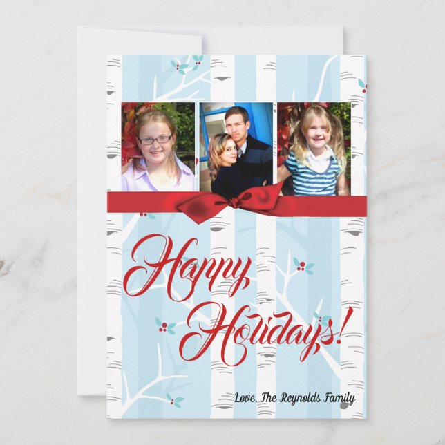 cartão com fotos de inverno XMAS, Árvore de Natal, (Frente)