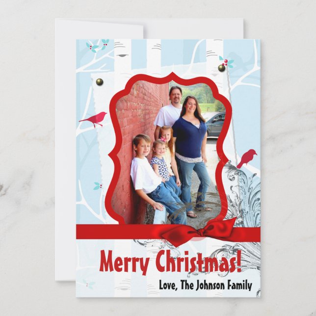 cartão com fotos de inverno XMAS, Árvore de Natal, (Frente)