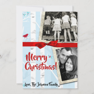 cartão com fotos de inverno XMAS, Árvore de Natal,