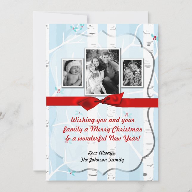 cartão com fotos de inverno XMAS, Árvore de Natal, (Frente)