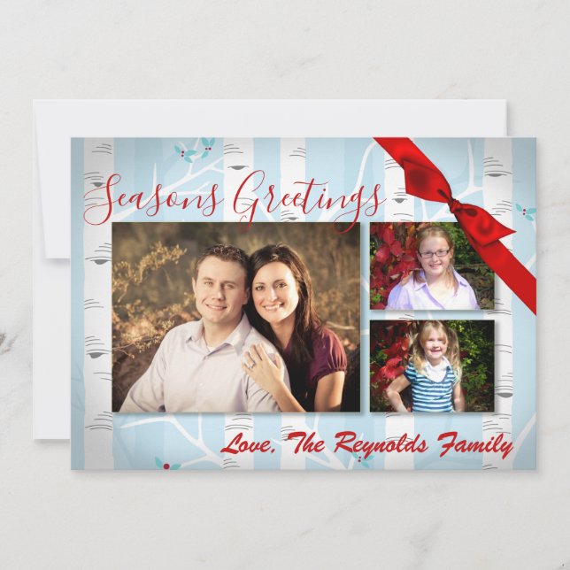 cartão com fotos de inverno XMAS, Árvore de Natal, (Frente)