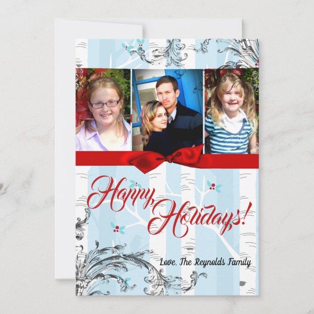 cartão com fotos de inverno XMAS, Árvore de Natal, (Frente)