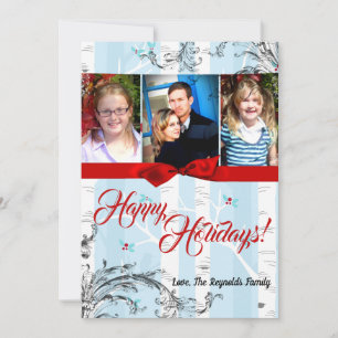 cartão com fotos de inverno XMAS, Árvore de Natal,