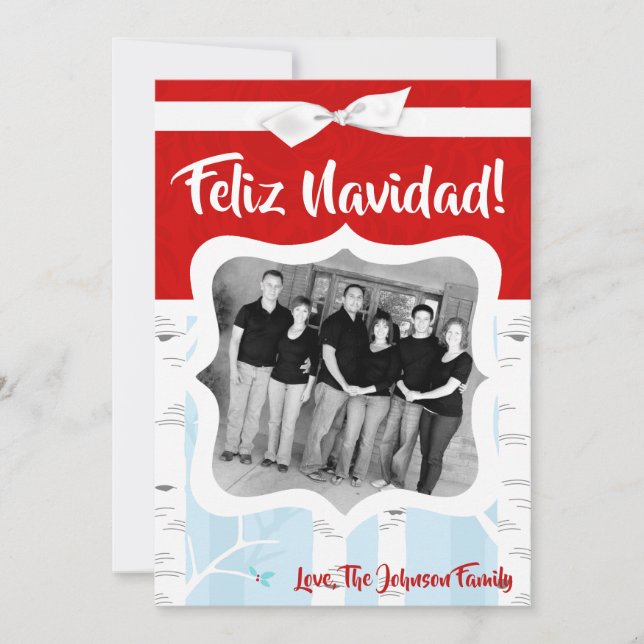 cartão com fotos de inverno XMAS, Árvore de Natal, (Frente)